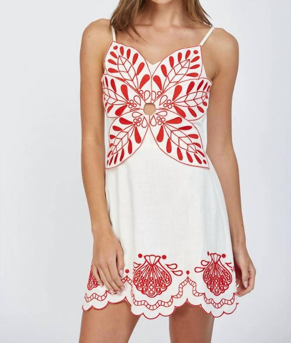 Fate - Coastal Embroidered Scalloped Dress
