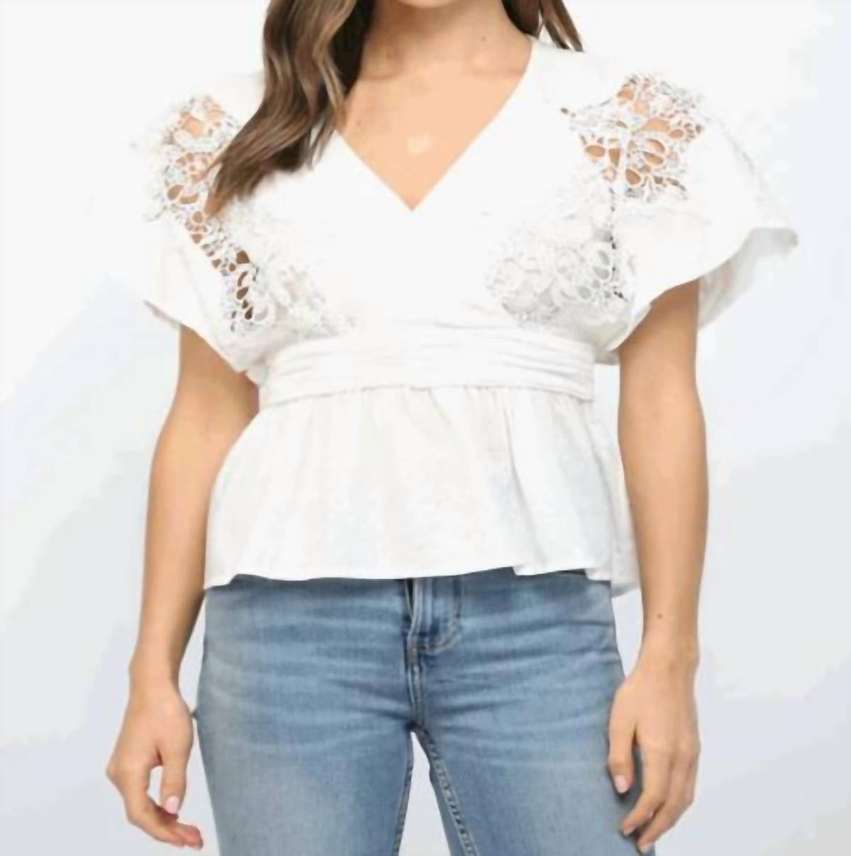 Fate - Embroidered V Neck Top