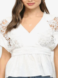 Fate - Embroidered V Neck Top