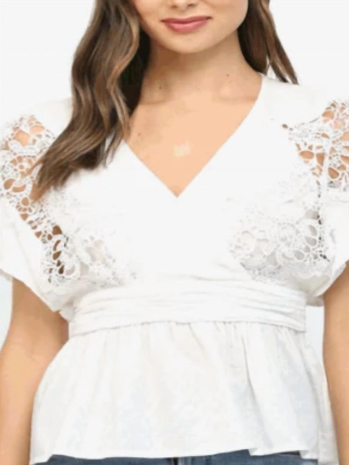 Fate - Embroidered V Neck Top