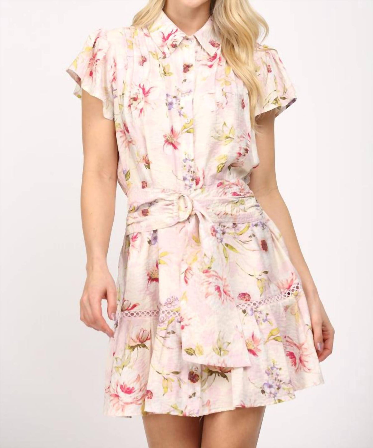 Fate - Floral Belted Mini Dress