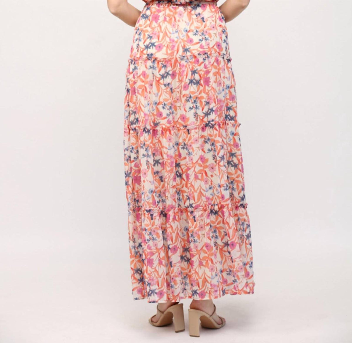 Fate - Keyhole Front Ruffle Hem Maxi Dress