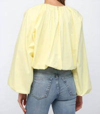 Fate - Long Sleeves Crewneck Gathered Blouse