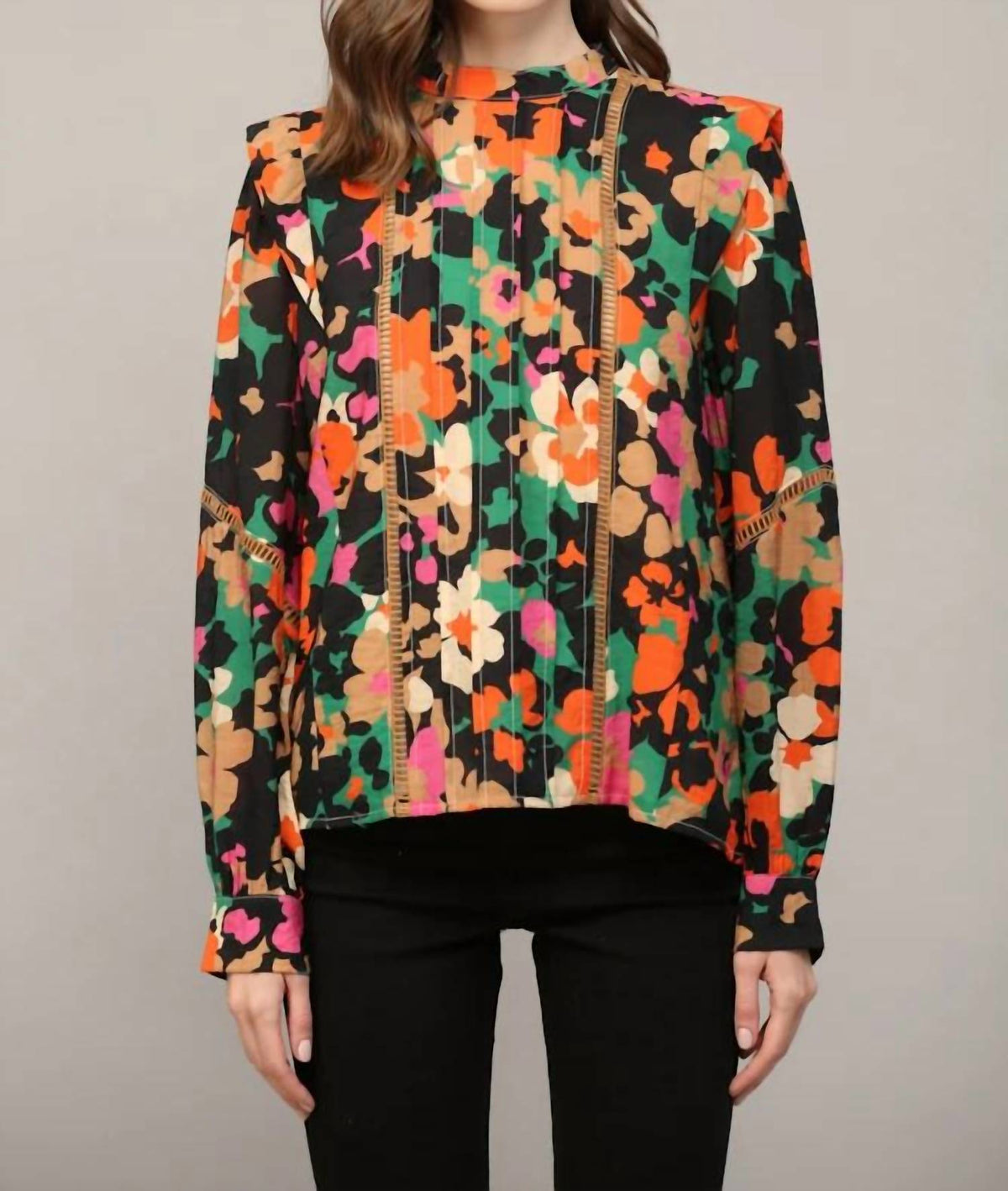 Fate - Marigold Tucked Lace Insert Blouse