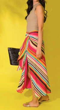 Fate - Multi Stripe Midi Skirt