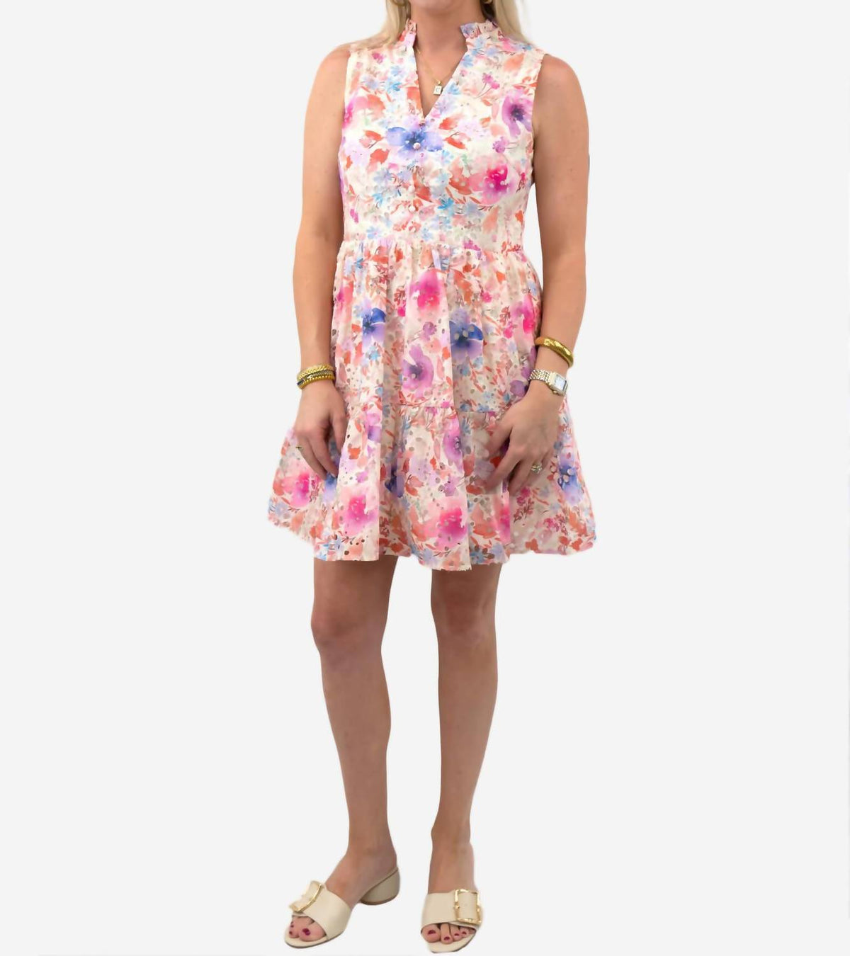 Fate - Pastel Eyelet Mini Dress