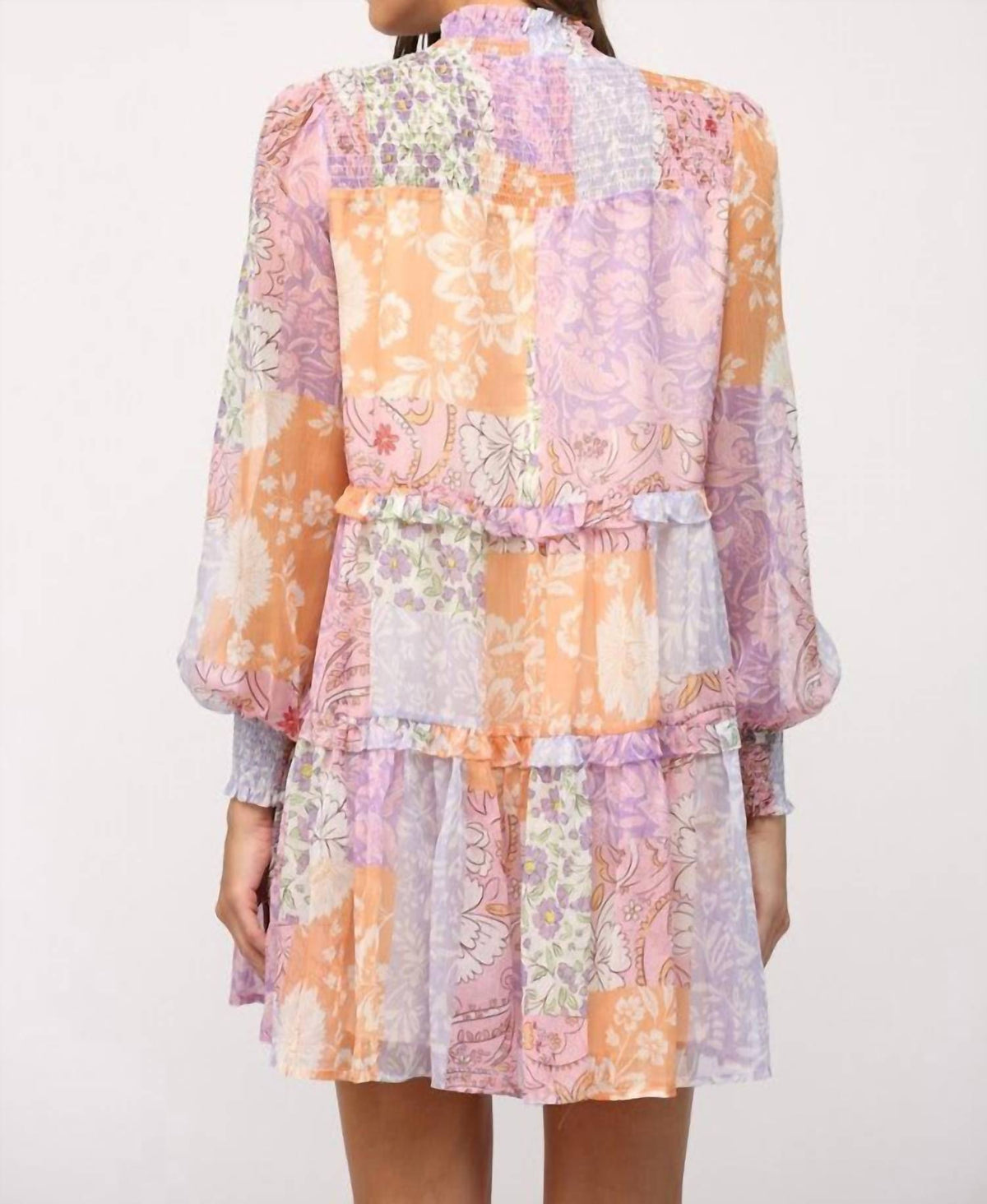 Fate - Patchwork Print Chiffon Mini Dress