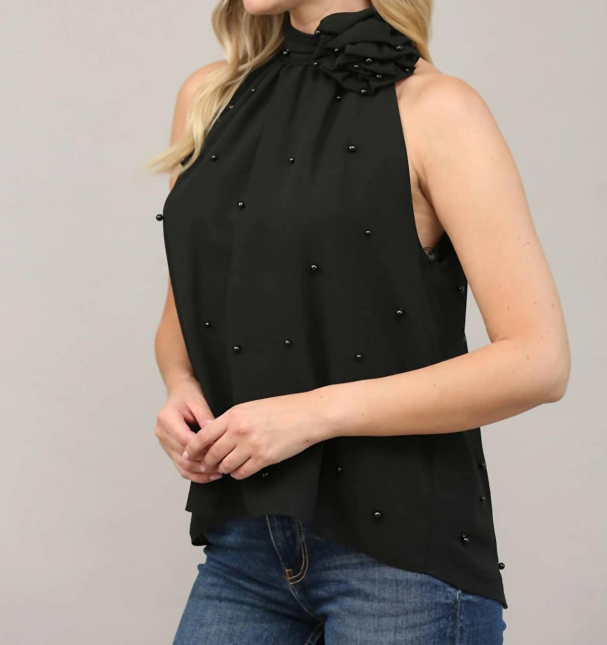 Fate - Pearl Embellished Halter Top