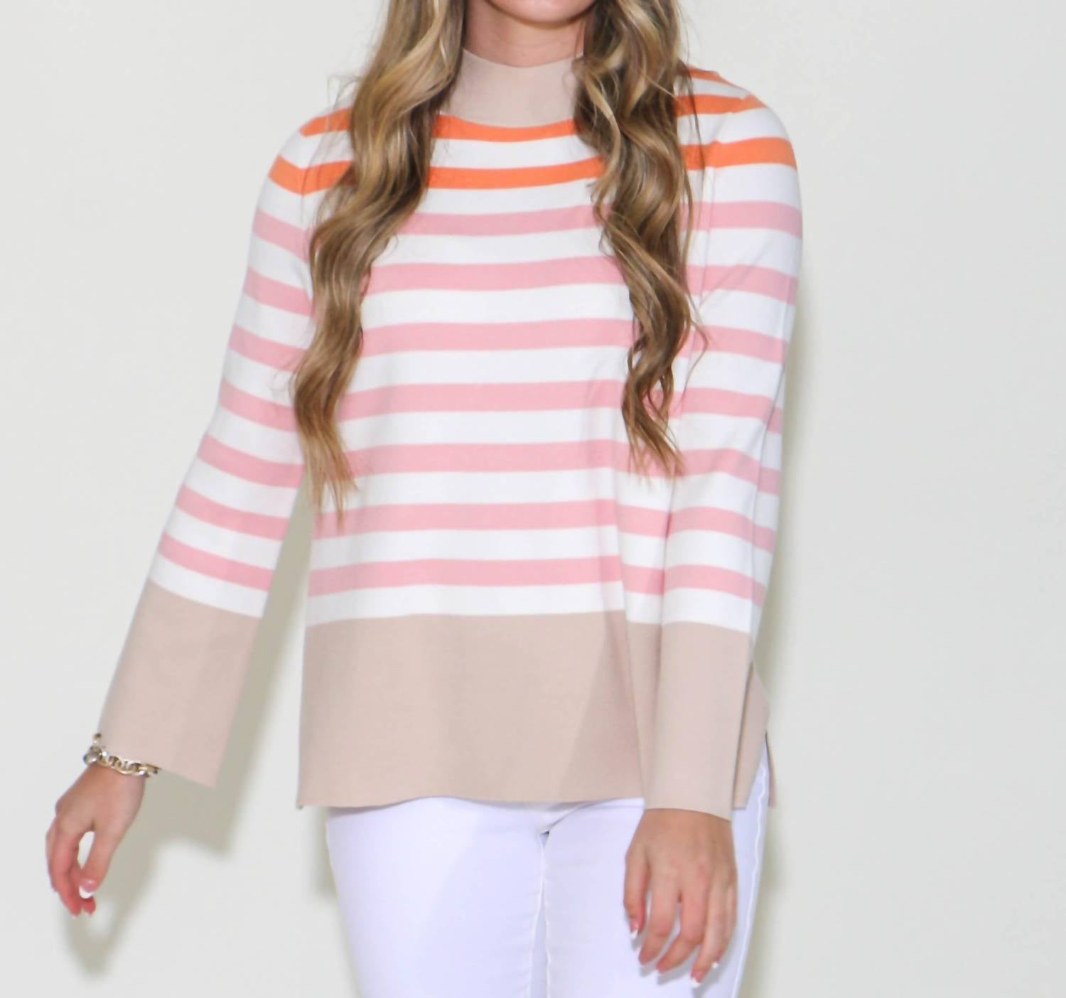 Fate - Stripe Mock Neck Tunic Sweater - clothing - cowl - shirts