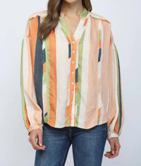 Fate - Striped Boxy Button Down Top