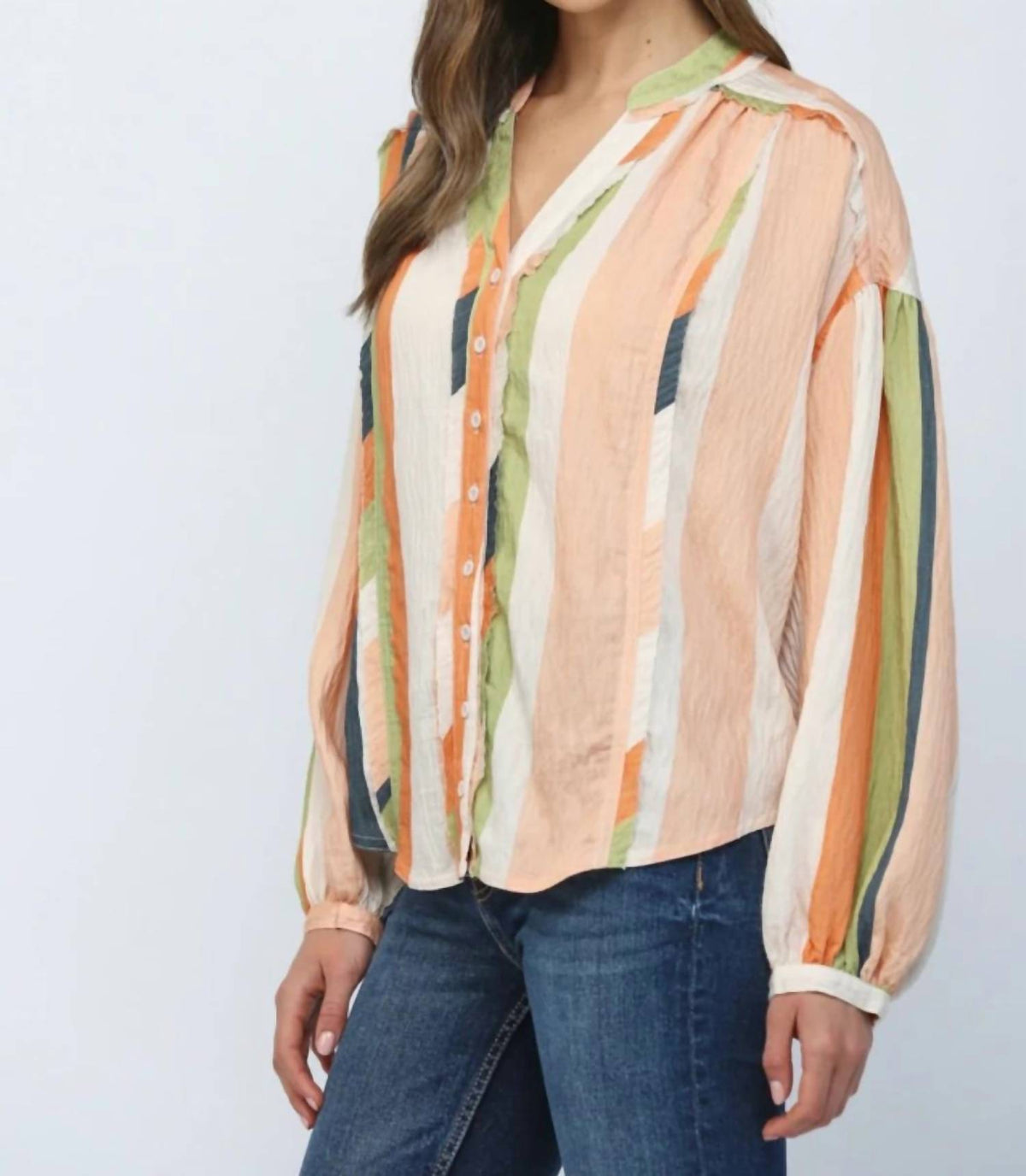 Fate - Striped Boxy Button Down Top