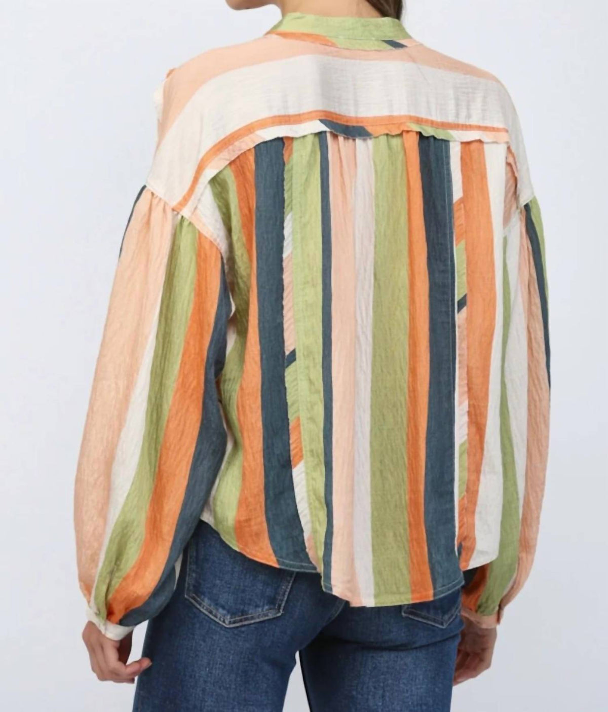 Fate - Striped Boxy Button Down Top