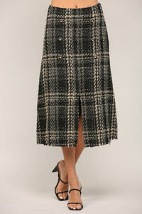 Fate - Tweed Button Front Midi Skirt