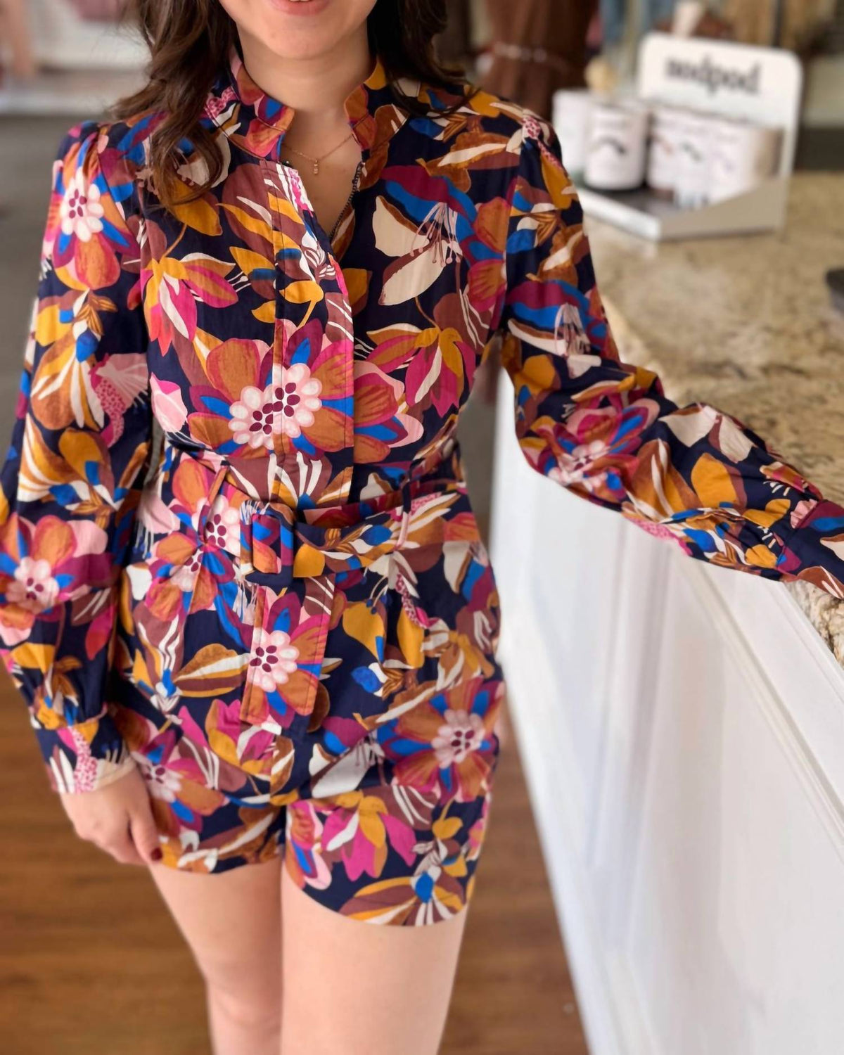 Fate - Zinnia Floral Belted Romper