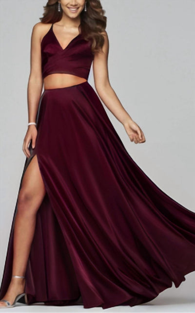 Faviana - 2pc Satin Dress