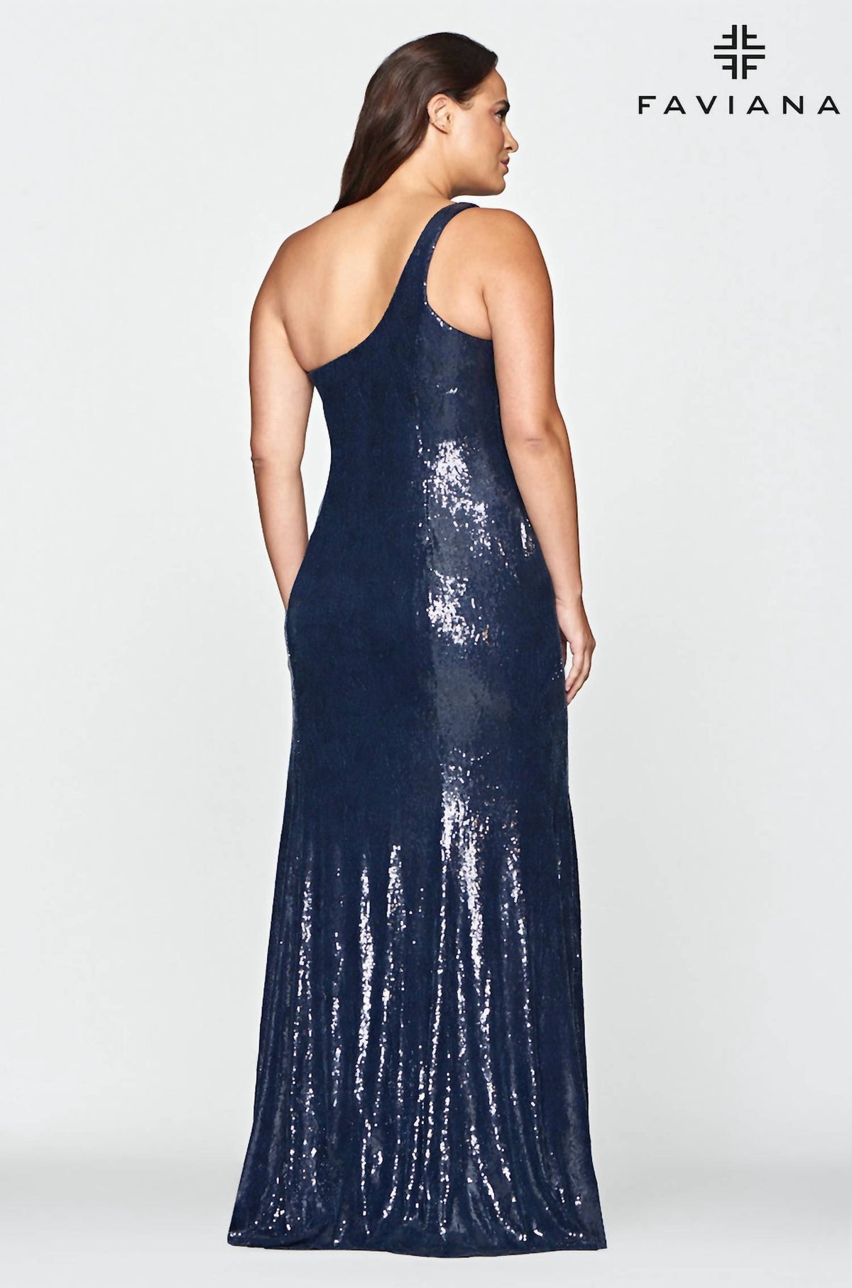 Faviana - One Shoulder Sequin Gown - Plus