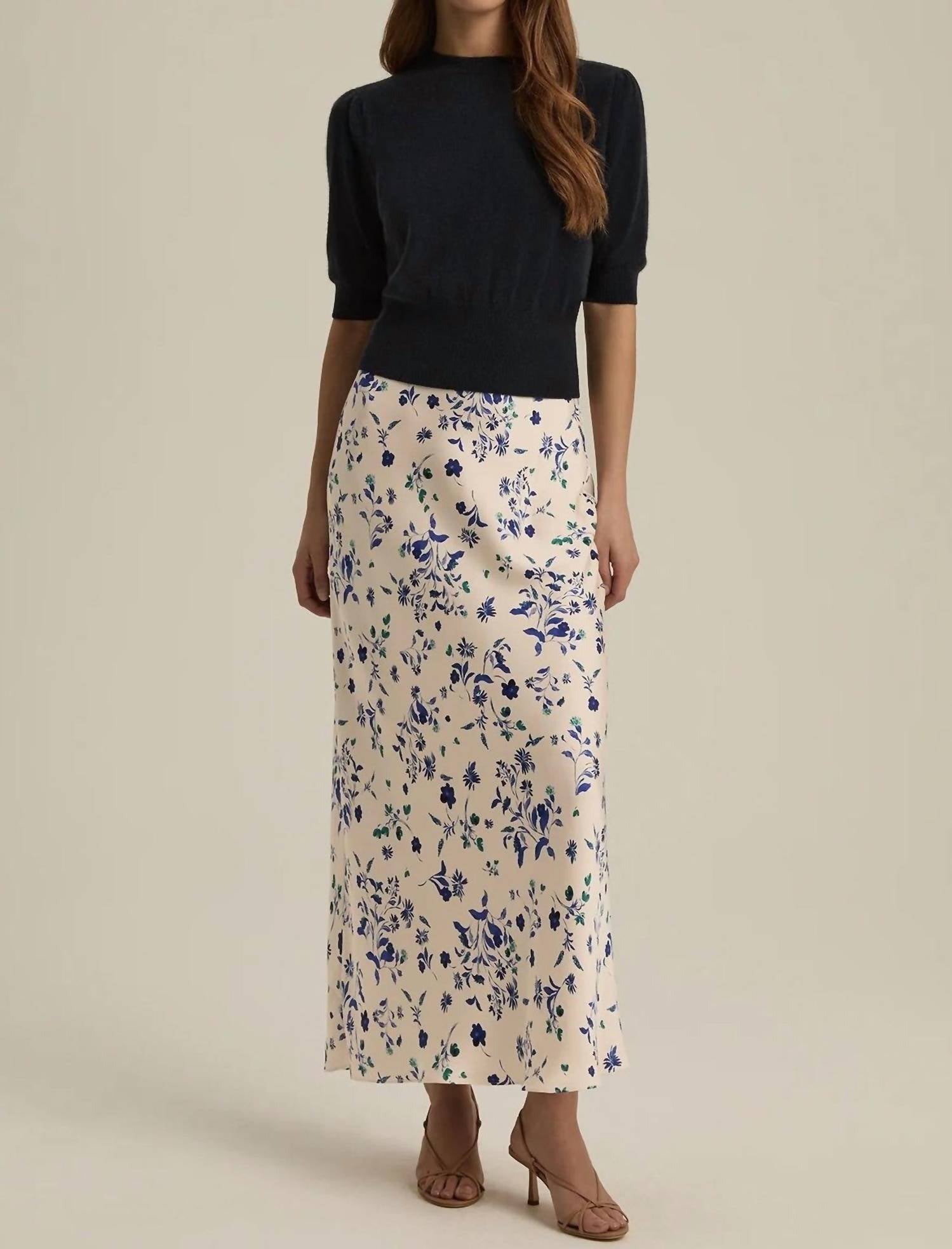 Favorite Daughter - The Favorite Satin Maxi Skirt - beige - clothing - floral