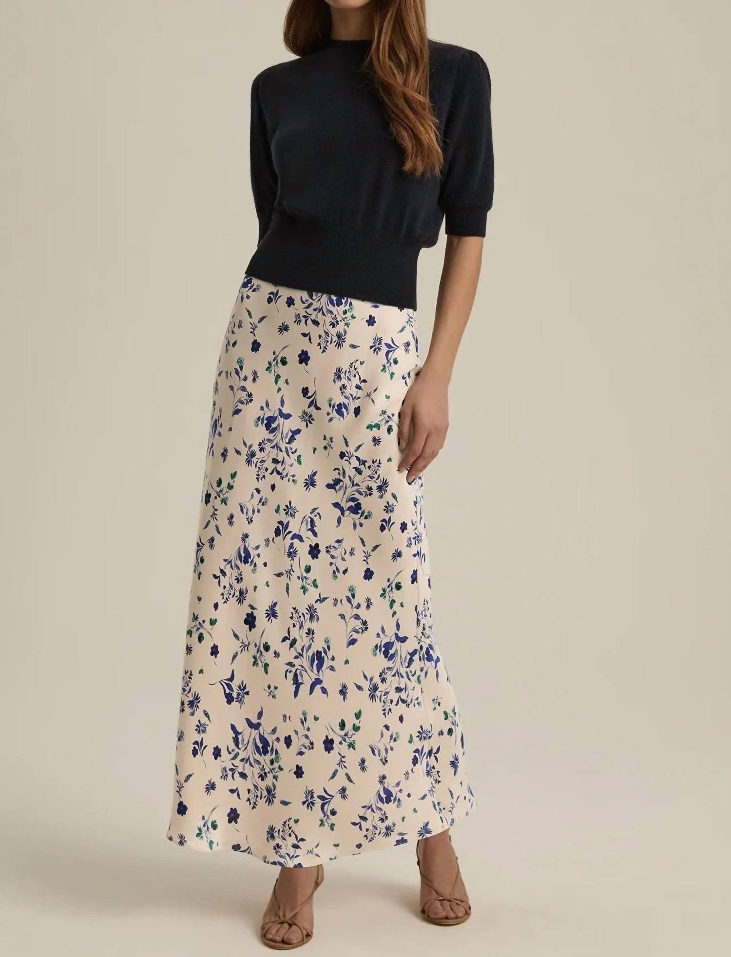 Favorite Daughter - The Favorite Satin Maxi Skirt - beige - clothing - floral