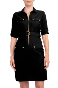 Sharagano - Collared Belted Dress