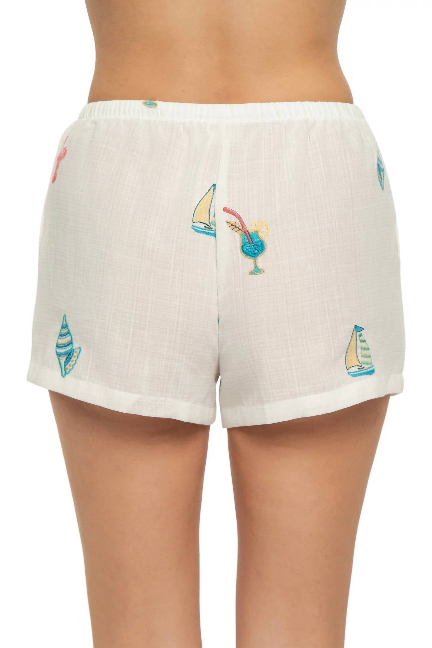 Surf Gypsy - BEACH VIBE EMBROIDERED SHORTS