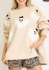 Peach Love - Boos & Bows Oversized Crew Sweatshirt