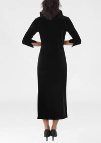 Gretchen Scott - Ruff Neck Silky Velvet Midi Maxi Dress