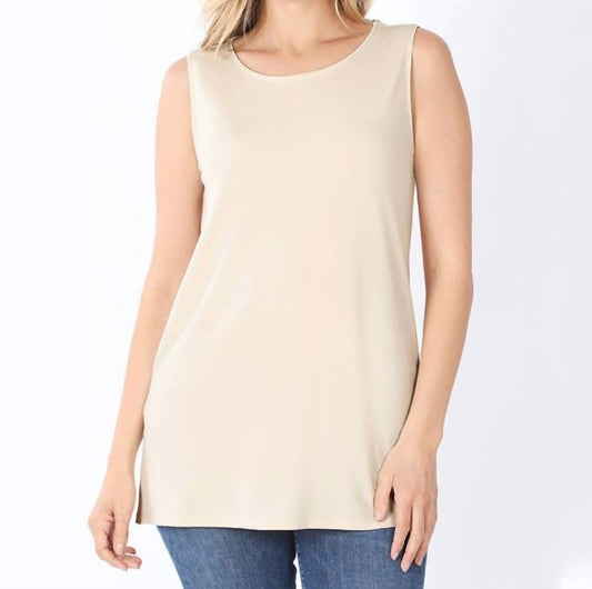 Zenana - Ity Sleeveless Side Slit Top