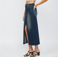 Mica Denim - Midi with Front Slit Skirt