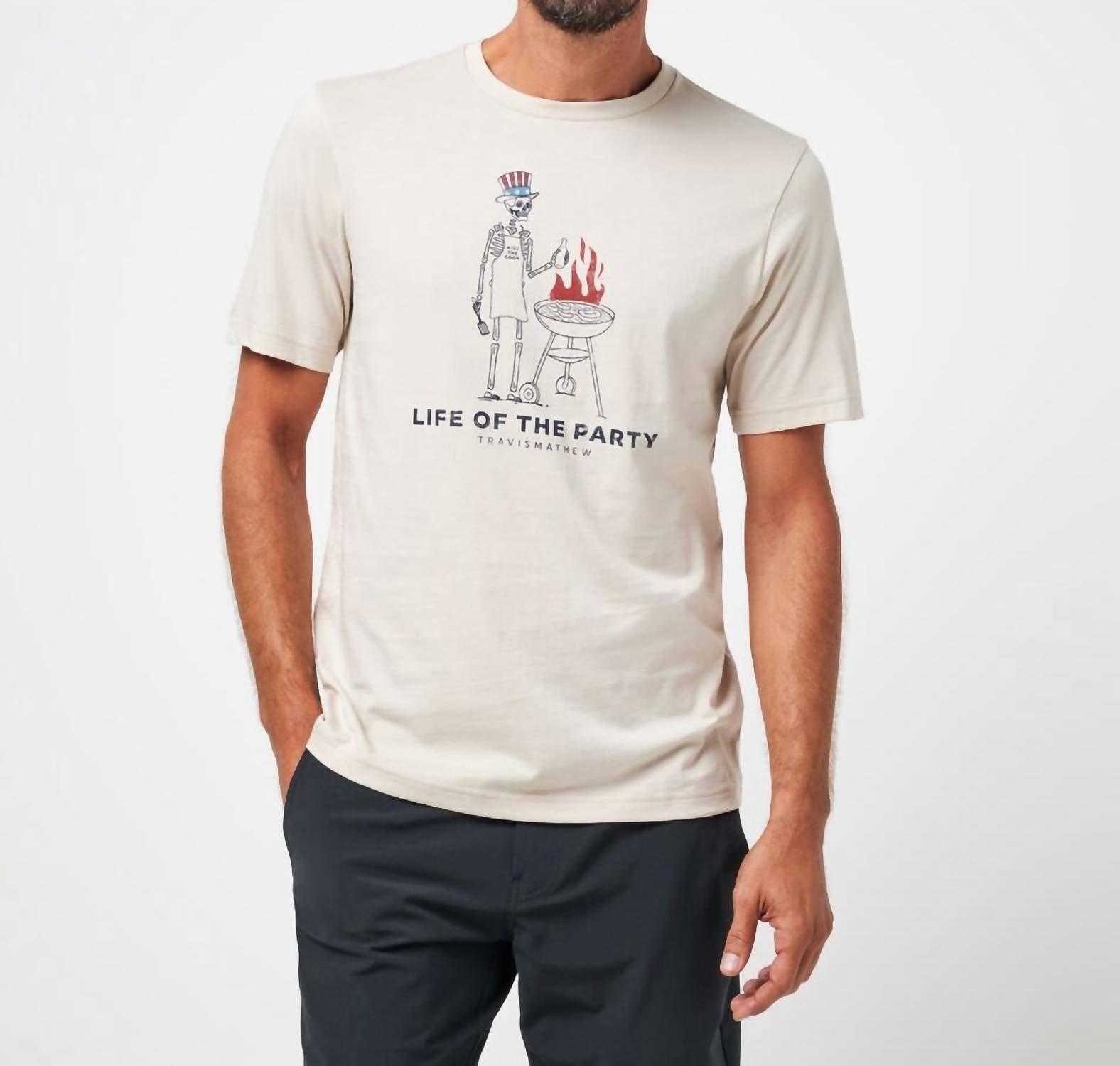 TravisMathew Grill And Thrill Short Sleeve Tee in italian sand - men's t-shirt
