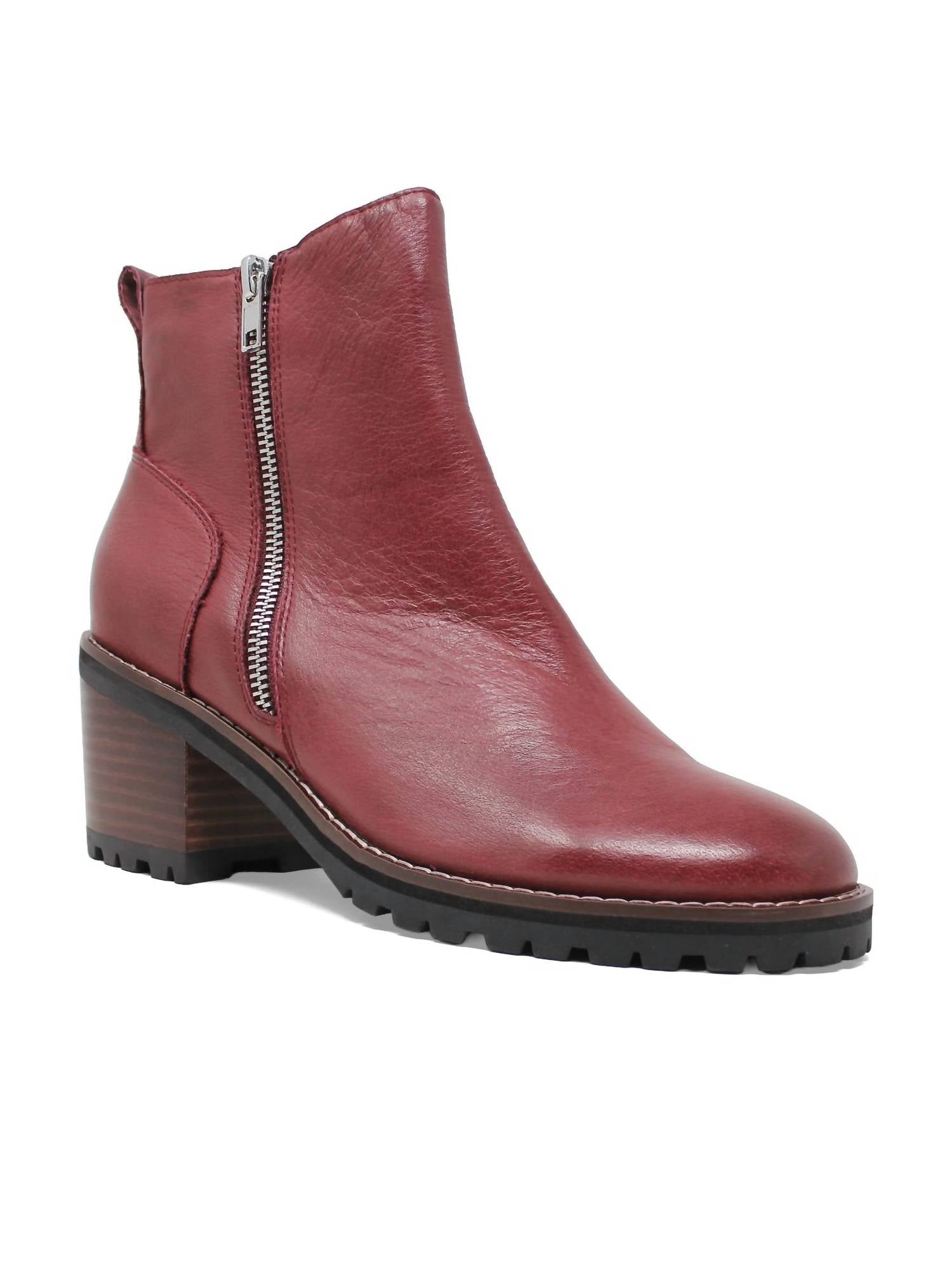 Django & Juliette Women's Birdi Ankle Boots in burgandy brown leather - women's shoe - alternate view