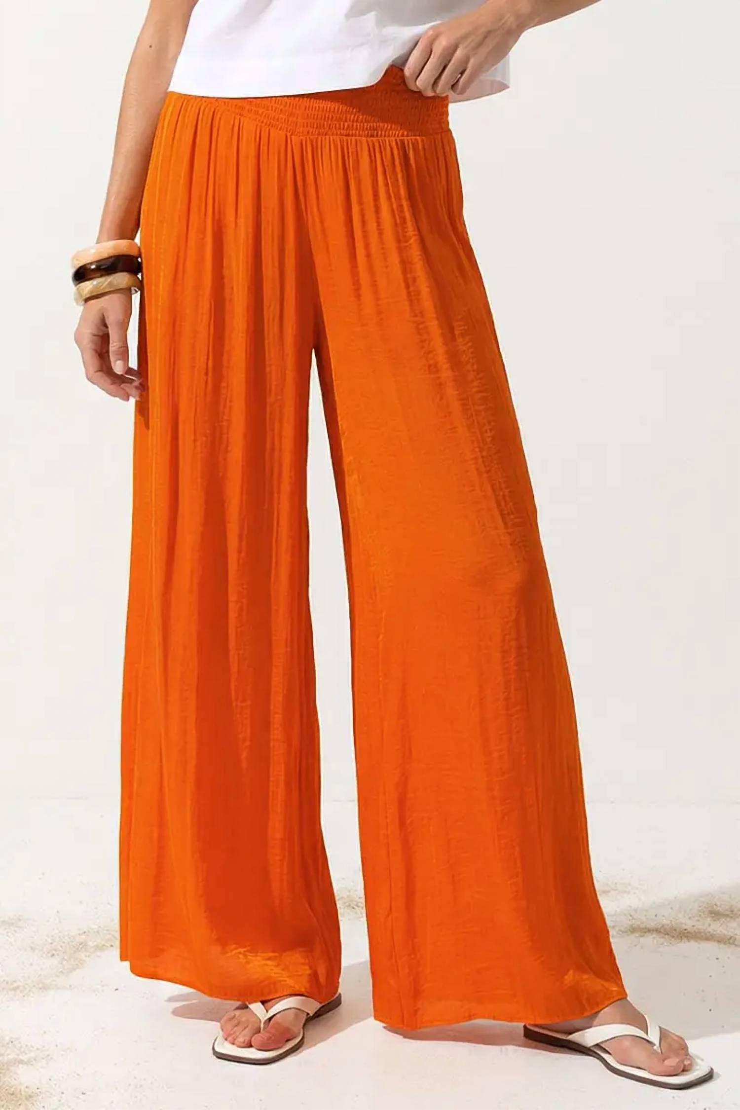 Naked Zebra - Smocked Waist Wide Leg Pant