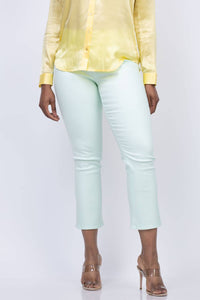 L'Agence Tati Coated Crop Micro Boot Jean in jade - women's pants
