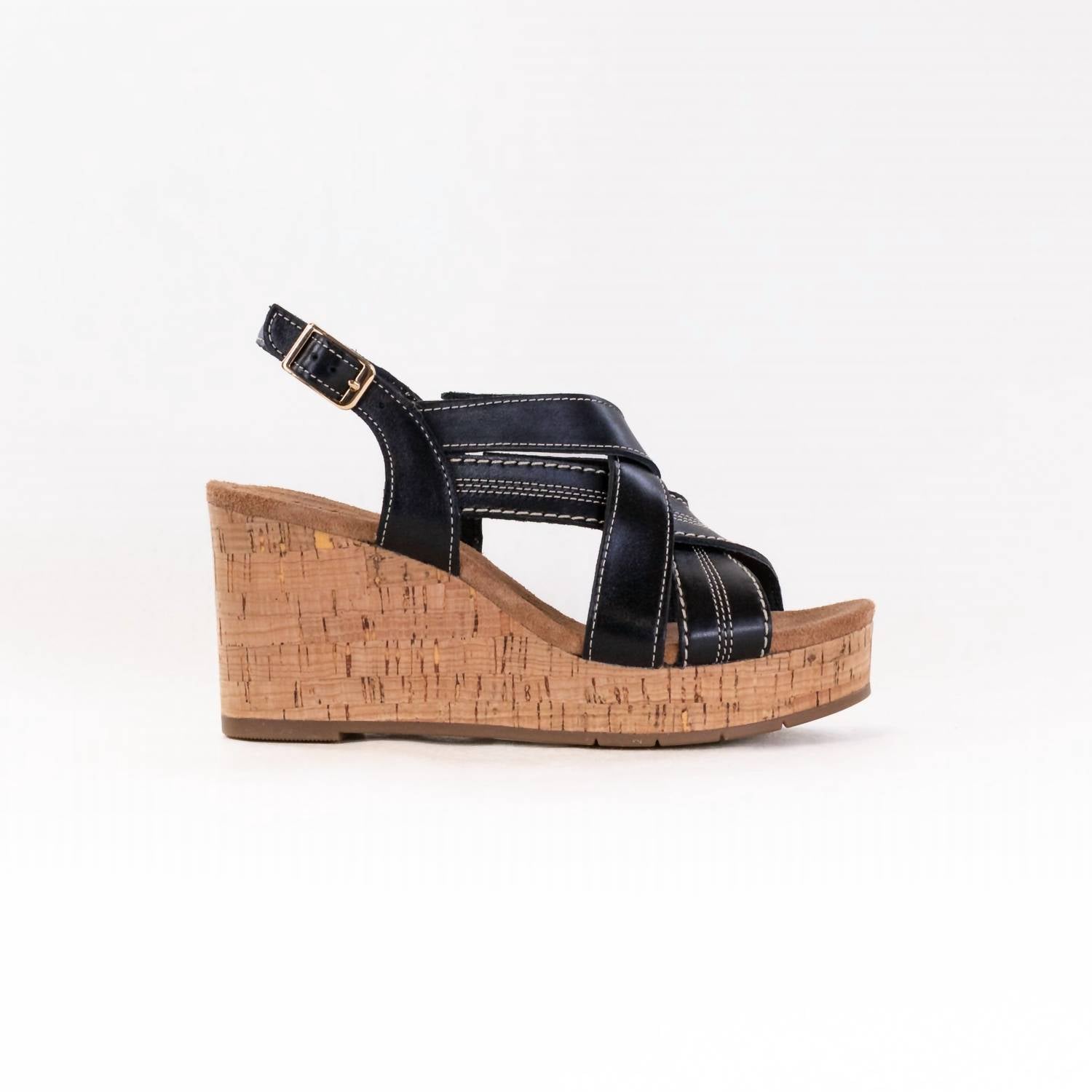 Clarks Women's Sabina Sling Cork-wrapped Wedge in black black - women's sandal