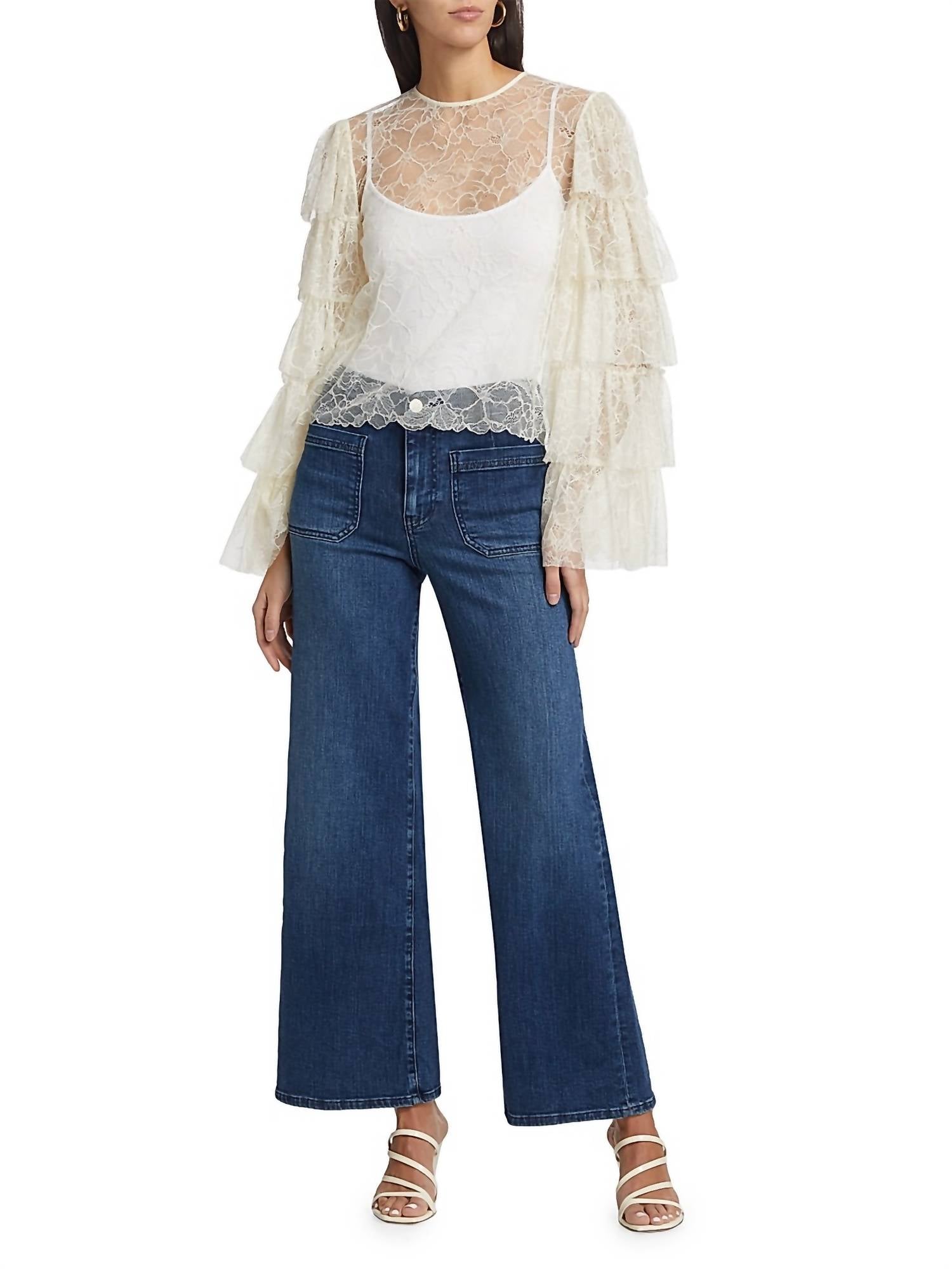 Frame - Lace Tiered Ruffle Top
