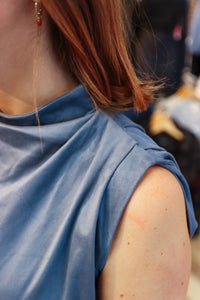 line and dot Alix Sleeveless Top in steel blue 1 - women's blouse - alternate view