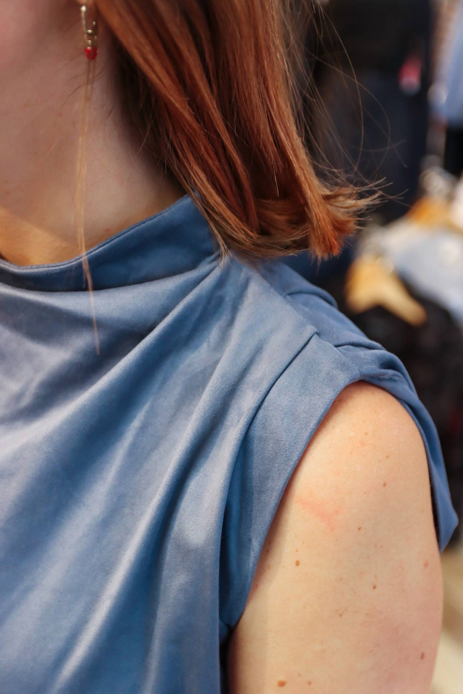 line and dot Alix Sleeveless Top in steel blue 1 - women's blouse - alternate view