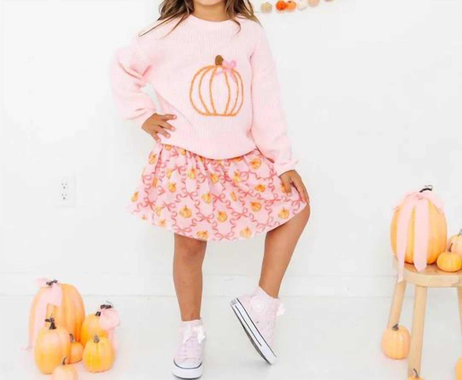 Sweet Wink - Kid's Coquette Pumpkin Knit Sweater