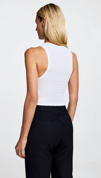 Smythe Muscle Rib Tank in white - women's tank top - detail view
