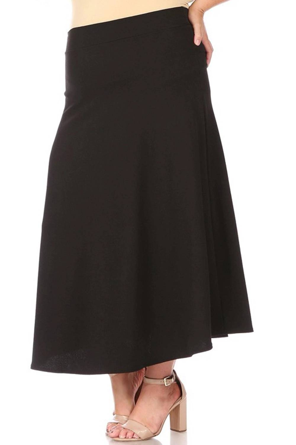 Moa Collection - Women's Flare A-line Long Skirt - Plus