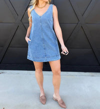 Blu Pepper - Washed V Neck Sleeveless Mini Dress