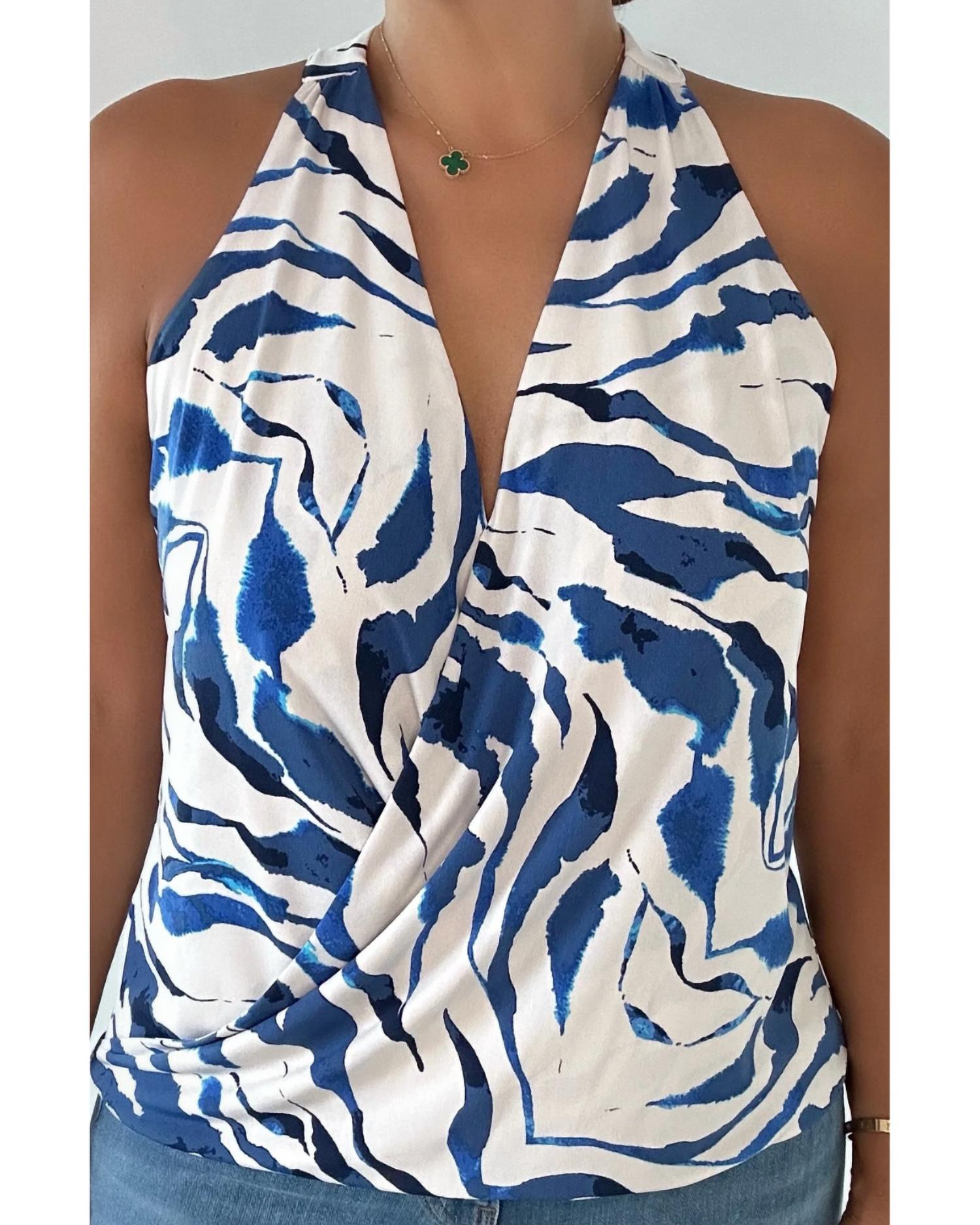 Veronica M Surplice Ity Top - Plus in oceana - women's tank top - detail view