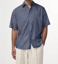 NN07 Freddy Short Sleeve No Pocket Shirt in bering sea - men's shirt