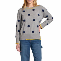Apny - Polka Dot Sweater With Contrast Stitching