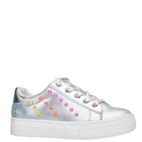 Nina Girl's Vallerie Sneakers in silver metallic shimmer - kids' sneaker
