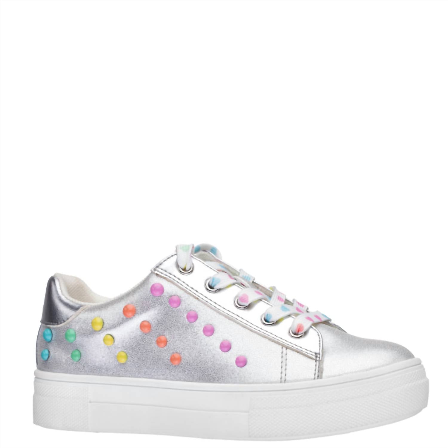 Nina Girl's Vallerie Sneakers in silver metallic shimmer - kids' sneaker