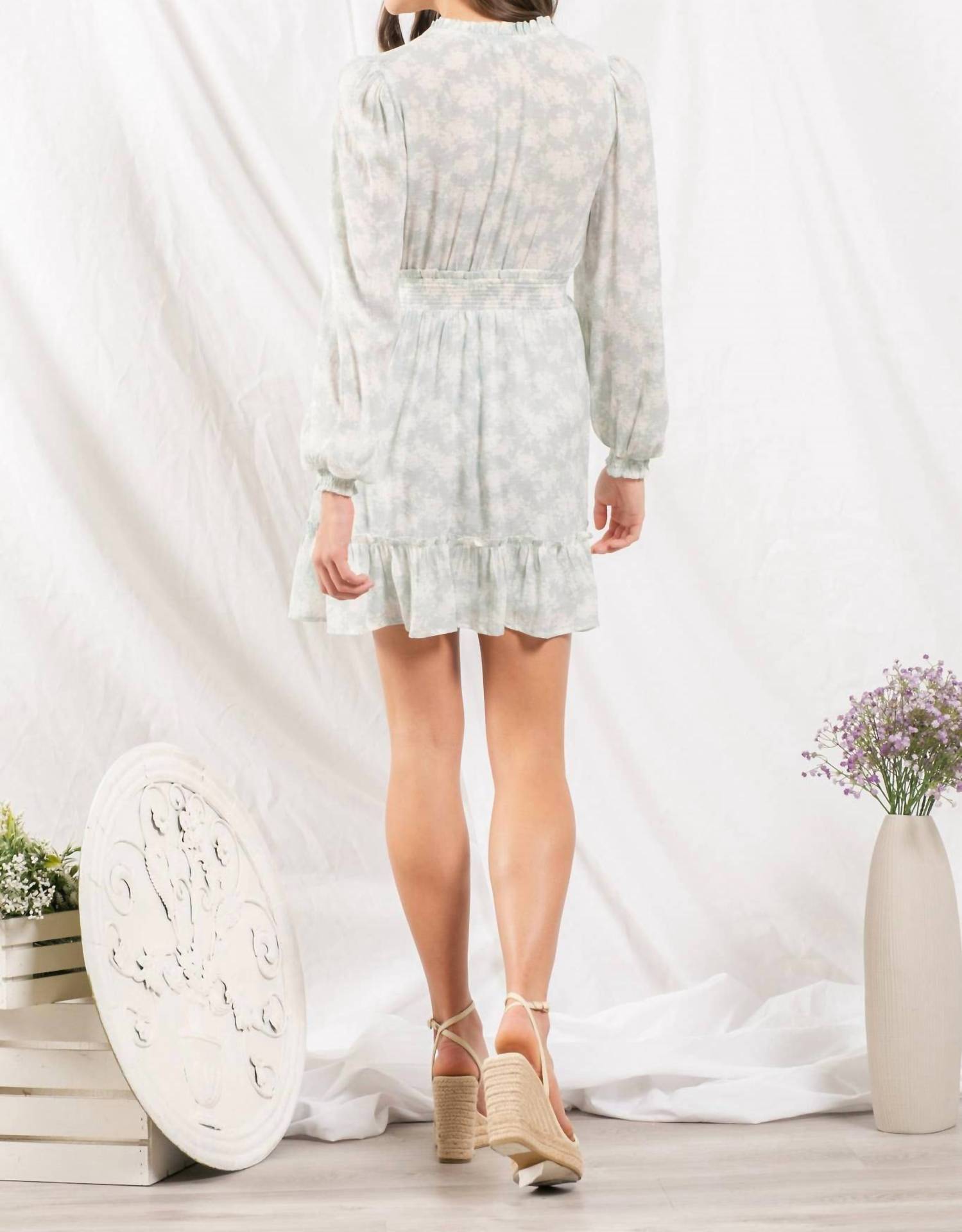 Blu Pepper - Empire Waist Long Sleeve Mini Dress