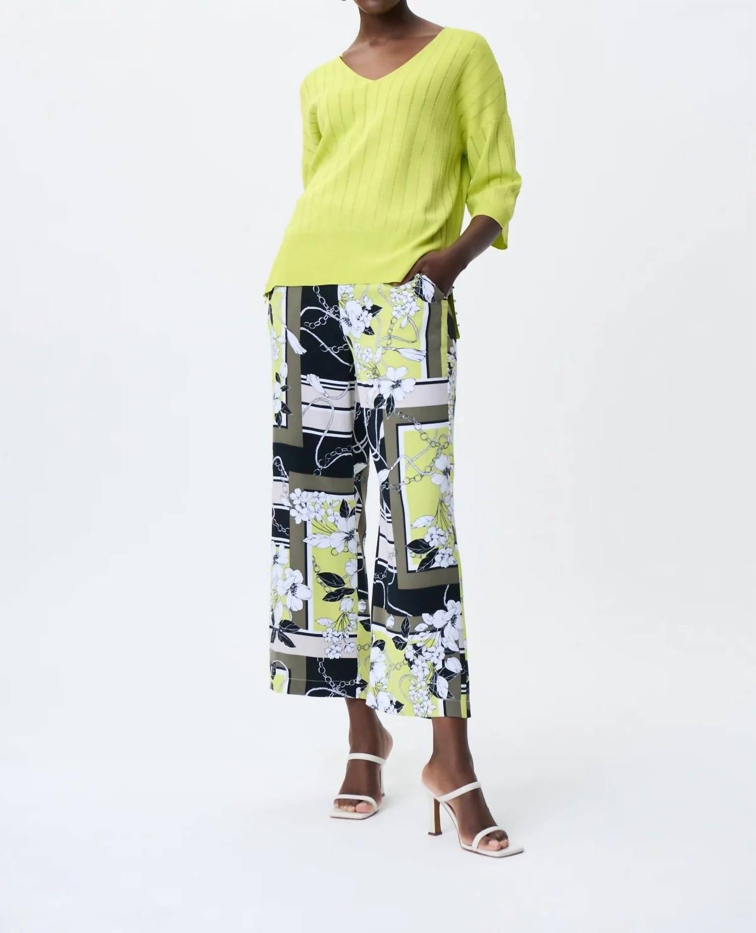 Joseph Ribkoff Lydia Three Quarter Sleeve Top in lime - women's t-shirt