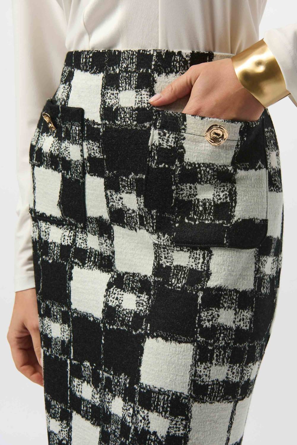 Joseph Ribkoff - Checkered Jacquard Mini Pencil Skirt