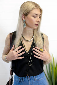 Hyfve - V-neck Hidden Button Sleeveless Western Vest