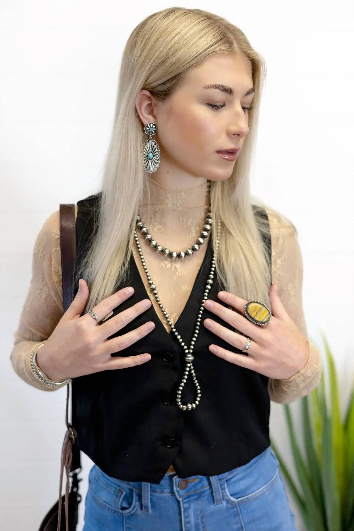 Hyfve - V-neck Hidden Button Sleeveless Western Vest